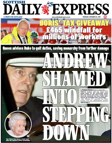 scotlands papers outcast prince andrew stands   public