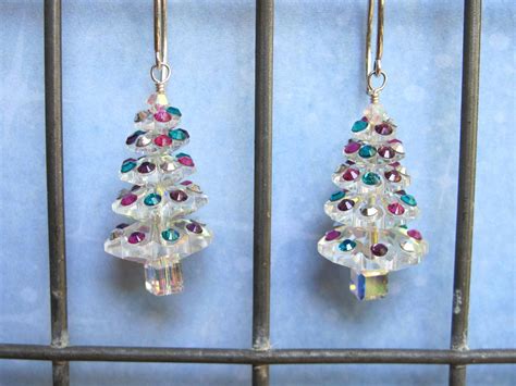 christmas tree earrings holiday earrings dangle earrings etsy