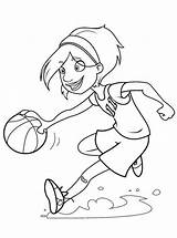 Basketball Coloring Pages Girl Player Playing Girls Players Court Colouring Cliparts Nba Drawing Printable Plays Print Hoop Color Label Pdf sketch template