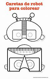Robot Mask Coloring Masks Para Printable Kids Crafts Robots Imprimir Colorear Caretas Divertidas Template Manualidades Euroresidentes Dibujos Mascaras Print Masque sketch template