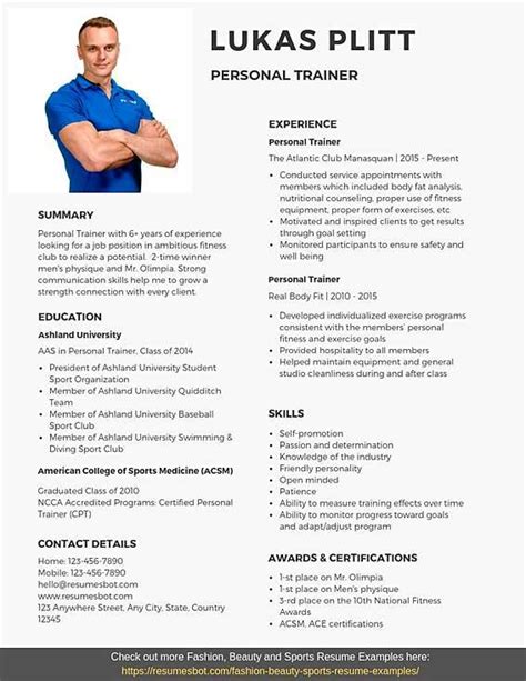 personal trainer resume samples templates pdfword  rb