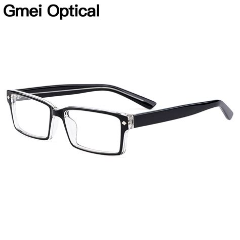 Gmei Optical Large Rectangular Plastic Men Glasses Frames Black Outside