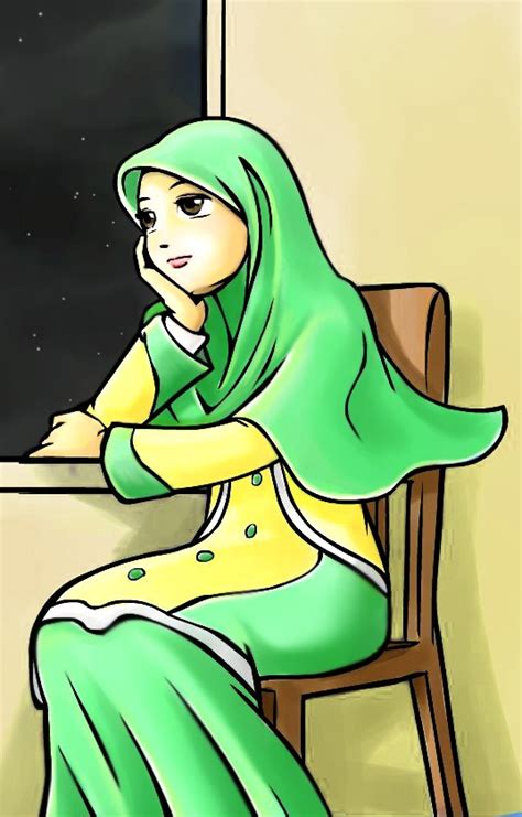 kartun gambar muslimah cantik