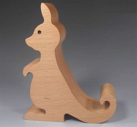 Wooden Kangaroo Shaped Mobile Phone iPad Holder Stand