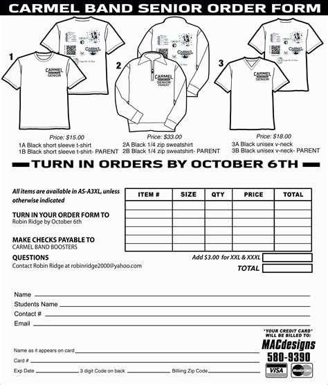 template  printable blank  shirt order form