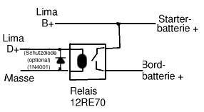 lademoeglichkeit der zusatzbatterie durch lichtmaschine mit trenndiode und spannungswandler