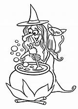 Witch Halloween Coloring Cat Pages Kids Happy Funny Printable Drawing Colouring Drawings 4kids Getdrawings Choose Board Color sketch template