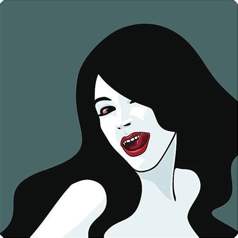 red sexy vampire lips fangs silhouette illustrations