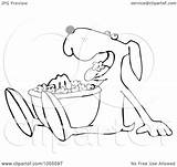 Popcorn Coloring Dog Eating Outline Illustration Royalty Djart Clip Vector Clipart sketch template