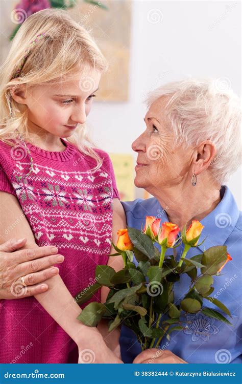grandma  day stock photo image  granddaughter affectionate