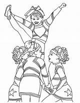 Coloring Cheerleader Stunt Cheerleading Cheer Teenagers sketch template
