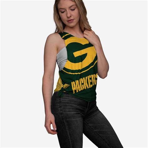 Green Bay Packers Womens Side Tie Sleeveless Top Foco
