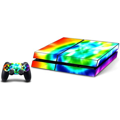 vwaq ps rainbow skins console  controller tie dye skin  playstation  pgc video game