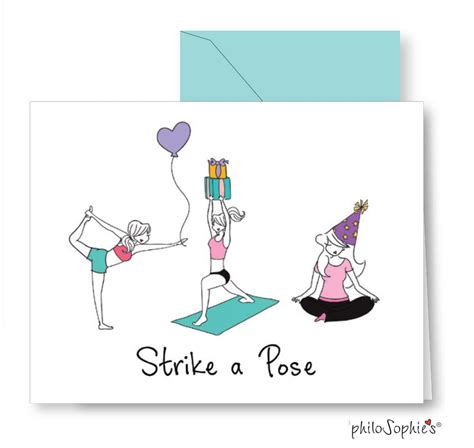 strike  party pose yoga birthday card philosophies