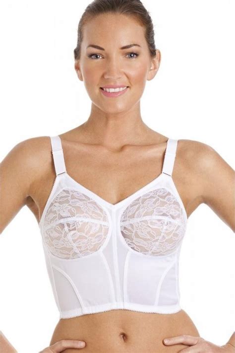 womens white classic non wired floral lace long line bra