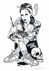 Punk Coloring Isaac Adam Jackson Tattoed Women Rock Pages Girl Illustrations Tattoo Drawings Tattoos Colouring Beautiful Rockabilly Tattooed Most Cool sketch template