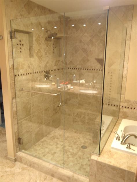 Custom 3/8" Heavy Glass Shower Door - Brushed Nickel