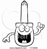 Screwdriver Phillips Mascot Smart Idea Clipart Cartoon Thoman Cory Outlined Coloring Vector 2021 sketch template