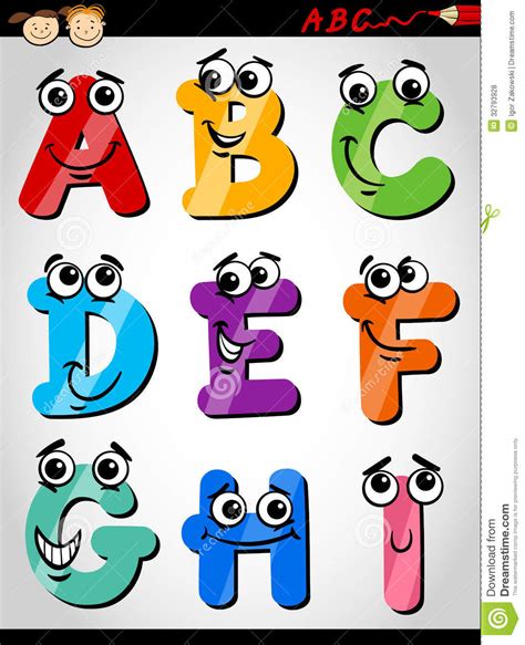 Funny Letters Alphabet Cartoon Illustration Royalty Free