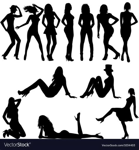 set of sexy women silhouettes royalty free vector image