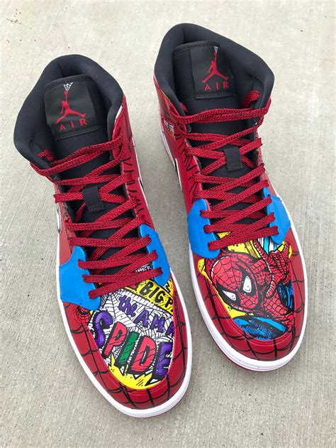 spider man custom hand painted jordan shoes chadcantcolor