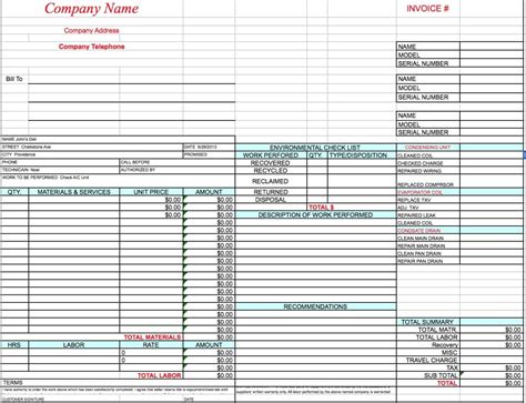general labor invoice spreadsheet templates  busines labor receipt