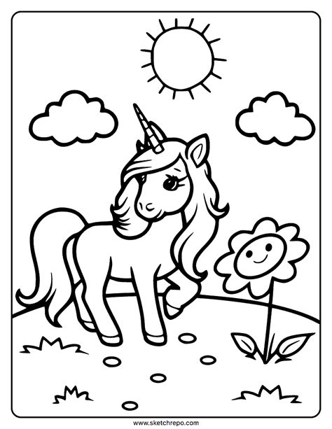 easy unicorn coloring page sketch repo