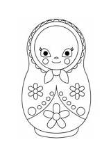 Matryoshka Coloring Dolls Pages Russia sketch template