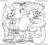 Thumbelina Coloring Clipart Outline Royalty Illustration Bannykh Alex Rf 2021 sketch template