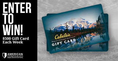 chances  win   gift card  cabelas concealed nation