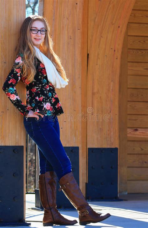 teen girl fall fashion 3 stock image image of fall jeans