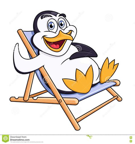 penguin is sitting in lounge chair stock vector
