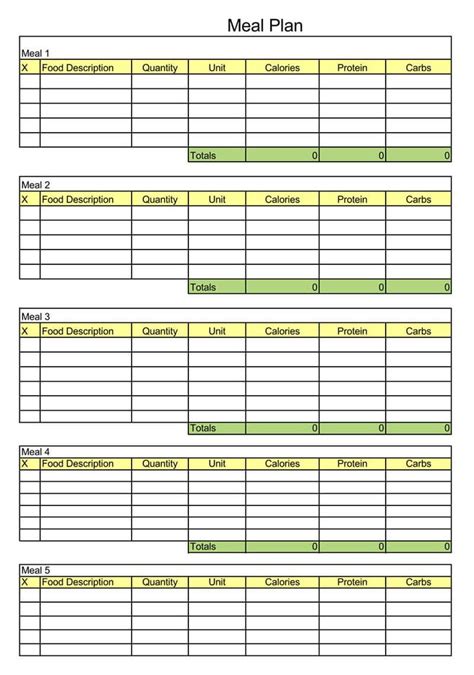 weeklydaily meal plan templates  excel
