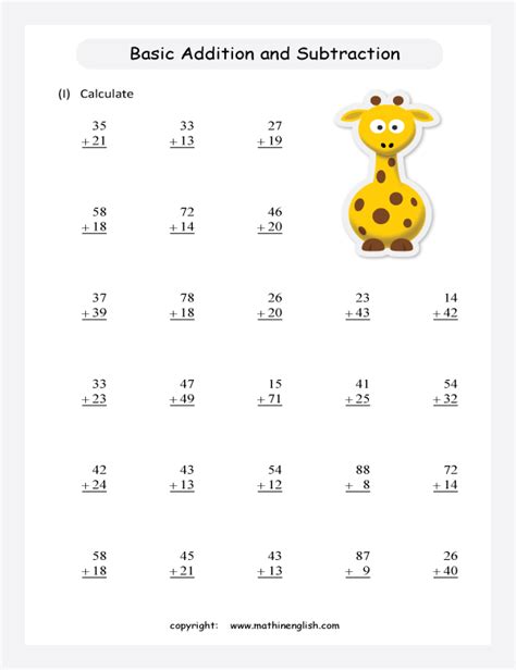 pages  addition  subtraction practice material  numbers