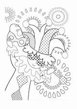 Mardi Gras Coloring Printable Pages Clown Mask Jester Getdrawings sketch template