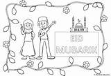 Eid Colouring Fitr Ul Sheets Children Kids Beautiful Waving Two Clothes Family sketch template