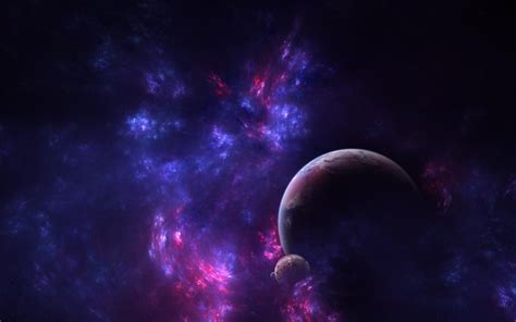 Fondos De Pantalla Galaxia Planeta 3d Púrpura Luna Azul