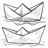 Boat Paper Water Sketch Boats Vector Drawing Origami Illustration Stock Ship Floating Doodle Folded Style Barco Getdrawings Board Anchor Lhfgraphics sketch template