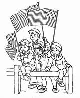 Veterans Coloring Pages Flag Kids American Celebrating Thank Children Holding Printable Veteran Preschool Little Print Crafts Button Using sketch template