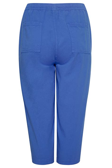 Plus Size Cobalt Blue Cotton Cropped Trousers Sizes 16 To 36 Yours