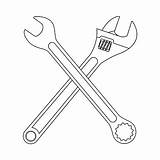 Outline Vector Wrenches Illustration sketch template