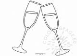 Champagne Glasses Two Cheers Coloring Year sketch template
