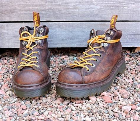 dr martens england boots womens  vintage  marten aw hiking boots brown leather grunge