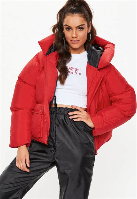 red oversized hooded ultimate puffer jacket red puffer jacket puffer