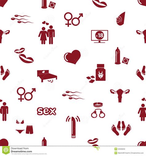 Sex Theme Simple Red Icons Seamless Pattern Stock Vector