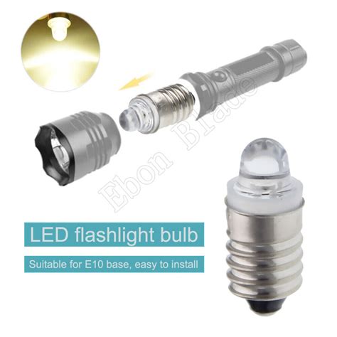 5pcs 3v E10 Led Flashlight Torch Replace Bulb Mes Screw Base Lamp Warm