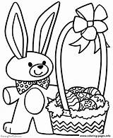 Coloring Bunny Basket Easter Pages Printable Color Print Book sketch template