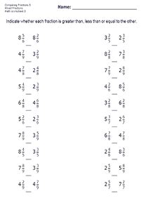fractions worksheets