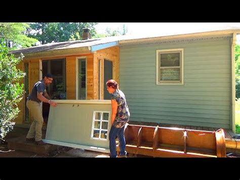 diy porch   season room mudroom part  installing  doors youtube