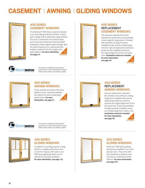 andersen  series casement window sizes design talk